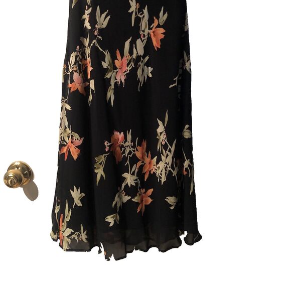 Vintage Lily Slip Dress PS Black Floral Artsy Fairy Lined Knee Length Whimsigoth - Picture 4 of 8